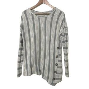 Silver Wear Asymmetrical Vertical Striped Cotton Blend Top Medium 5 FOR $25 💵